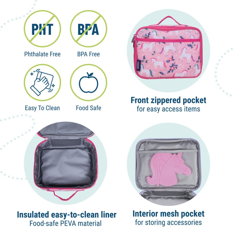 Wildkin Kids Insulated Lunch Box â€“ Durable and Reusable for School & Travel - Magical Unicorns - Image 4